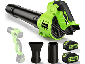 Leaf Blower Cordless with Battery and Charger, Cordless Leaf Blower with Rotatable Body, 2-Pack 20V Batteries, 6-Speed, Shoulder Strap; Handheld Blower for Lawn Care, Car, Patio, Dust