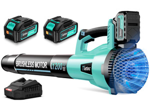 Leaf Blower Cordless,1200W Brushless Electric Leaf Blowers w/ 2x5.0Ah Battery Fast Charger, 6 Speed Powerful Blowers for Garden Lawn Care Patio Blowing Leaves Dust Snow Gift for Men Turquoise