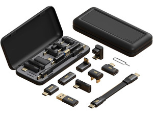 Hagibis USB-C Adapter Kit, Multifunction 80Gbps 240W 8K@60Hz USB4 V2.0 Type-C Right Angle Adapter 90 Degree Convertor Set Magnetic Storage Case with USB4 Cable and SIM Card Eject Pin