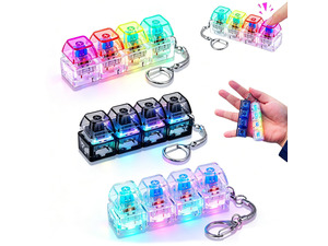 3-Pack Keyboard Fidget Keychain with LED Lights  Stress Relief Clicker Toy for Sensory Decompression, Perfect for Office, Study & Gift Giving, Cute Keychain for Adults & Kids (Transparent)