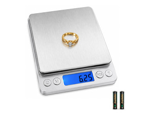 500g x 0.01g High Precision Jewelry Scale, Digital Gold Gram Scale | Coin Scale with Stainless Steel Platform Backlit LCD & Tare Function, Portable Pocket Scale for Jewelry, Coins, Gold, Silver