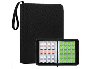 Mini Game Card Binder, 300 Slots Portable Card Holder Organizer, Water-Resistant Faux Leather Zipper Case for Game NFC Tags, SD Memory Cards, PS Vita Cartridges