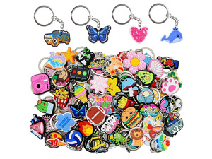 30/50/100/200pcs Random Different Keychains, Lot Mixed Cute Keyring for Classroom Prizes Students Incentives