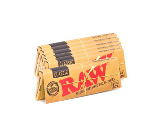 Raw Unrefined Classic 1 1/4" Cigarette Rolling Papers, 50 Count (Pack of 6)