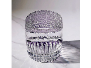 Luxury Edo Kiriko Glass Hand Cut Shiny Cased Crystal Glass (9oz) Purple Gift Box