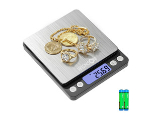 Professional Jewelry Scale, 500g x 0.01g High Precision Digital Gold Scale, Portable Precious Metal Gram Scale for Jewelers, Pawn Shops, Coin Dealers, Gold & Silver Weighing
