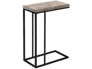 Monarch Specialties Taupe Reclaimed Wood-Look Rectangular Accent End Table with Black Metal Base