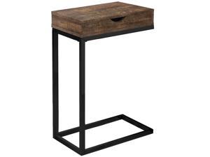 Monarch Specialties Brown Reclaimed Wood-Look Rectangular Accent Table with Storage Drawer and Black Metal Base