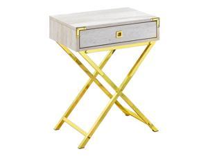 Monarch Specialties 24"H Multi-Functional Rectangular Top Side/End Accent Table in Beige Marble Look with Gold Metal Base