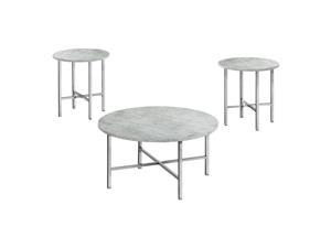 Monarch Specialties Coffee Set of 3 for Living Room Round Table Set - Grey