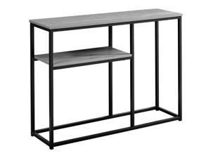 Monarch Specialties 42"L Multi-Functional Solid Black Metal Base Hall Console Table with Grey Wood Grain Look