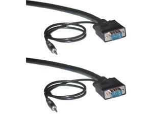 Offex Shielded SVGA Cable with 3.5mm Audio, HD15 Male, Coaxial Construction, Double Shielded, 10 foot - Black