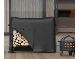 Gibson Living Heavy Duty 4 Foot Indoor Outdoor Black Water Resistant Firewood Log Rack Cover Gibson Living Heavy Duty 4 Foot Indoor Outdoor Black Water Resistant Firewood Log Rack Cover