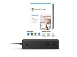 Microsoft Surface Dock 2 Black + Surface Pen Platinum + Microsoft 365 Personal 1 Year Subscription For 1 User - 199W power supply - Bluetooth 4.0 Connectivity for Pen - 4,096 Pressure Points for Pen -
