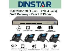 Dinstar DAG2000-16S VoIP Gateway 16 Ports FXS Analog with 4x Fanvil X7C Enterprise IP Phone 20 SIP Lines with Bluetooth and Wi-Fi Dinstar DAG2000-16S VoIP Gateway 16 Ports FXS Analog with 4x Fanvil X7C Enterprise IP Phone 20 SIP Lines with Bluetooth and Wi-Fi