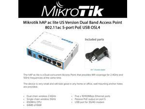 Mikrotik hAP ac lite (RB952Ui-5ac2nD-US) Dual-concurrent 11ac Access Point, provides Wifi coverage for 2.4GHz and 5GHz frequencies at the same time