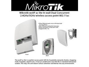Mikrotik wsAP ac lite RBwsAP-5Hac2nD in-wall Dual Concurrent 2.4GHz/5GHz wireless access point 802.11ac