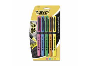 BIC Brite Liner Grip Highlighter with Chisel Tip  5 per Set Fluorescent Colors