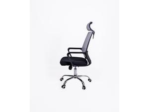 US Office Elements Mesh Office Chair Ergonomic Desk Chair - High Back Office Chair with Headrest & Lumbar Support for Bad Back | Tall Office Task Chair with Arms & Wheels, Grey