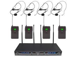 Seismic Audio - SA-U4LV6-2 - 4 Channel Professional UHF Wireless Microphone System with 4 Headset Microphones, Adjustable Frequencies PA DJ Wireless Mics Seismic Audio - SA-U4LV6-2 - 4 Channel Professional UHF Wireless Microphone System with 4 Headset Microphones, Adjustable Frequencies PA DJ Wireless Mics