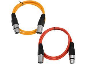 SEISMIC AUDIO - SAXLX-3 - 2 Pack of 3' XLR Male to XLR Female Patch Cables - Balanced - 3 Foot Patch Cord - Orange and Red SEISMIC AUDIO - SAXLX-3 - 2 Pack of 3' XLR Male to XLR Female Patch Cables - Balanced - 3 Foot Patch Cord - Orange and Red