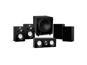Fluance Reference Compact Surround Sound Home Theater 5.1 Channel Speaker System including 2-Way Bookshelf, Center Channel, Rear Surround Speakers and DB12 Subwoofer - Black Ash (X851BC)