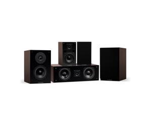 Fluance Elite High Definition Compact Surround Sound Home Theater 5.0 Channel Speaker System including 2-Way Bookshelf, Center Channel and Rear Surround Speakers - Walnut (SX50WC)