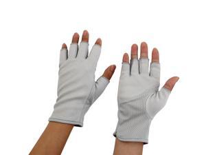 Women Breathable Half Finger Mittens Summer Sun Resistant Gloves Gray Pair Women Breathable Half Finger Mittens Summer Sun Resistant Gloves Gray Pair