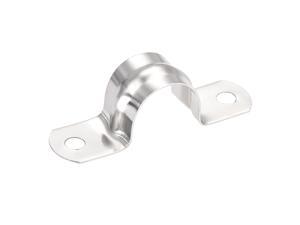 uxcell 8mm Rigid Pipe Strap 2 Holes 304 Stainless Steel Tension Tube Clip Clamp 50pcs 0.3 