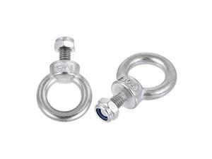 Lifting Eye Bolt M6 x 12mm Male Thread with Hex Screw Nut for Hanging, 304 Stainless Steel, 2 Sets