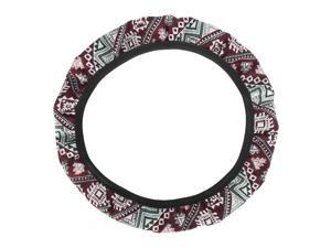 37-38cm 15 Inch Car Steering Wheel Cover with Multicolor Printing Green Wave Pattern