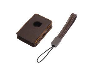 Car Remote Key Fob Case Cover Shell Protector Faux Leather Brown for Volvo XC60 XC90 S90 V90 2019-2021