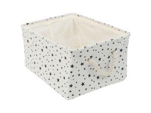 Storage Baskets w Cotton Handles Foldable Storage Toy Bin Laundry Basket Clothes Towel Organizer 17.7" x 13.8" x 9.8" Black Star