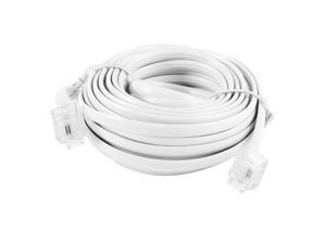 6M 20ft RJ11 6P2C Telephone Extension Cable Connector White