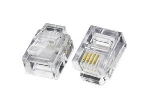 Global Bargains 10 Pcs Clear RJ11 Cable Telephone Connector Cat3 6P4C Global Bargains 10 Pcs Clear RJ11 Cable Telephone Connector Cat3 6P4C