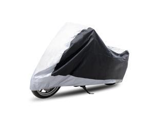 L 180T Rain Dust Motorcycle Cover Outdoor UV Snow Waterproof Silver Black