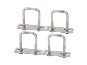4pcs M6 35mm Inner Width 304 Stainless Steel Square U Bolt w Hex Nut Plate