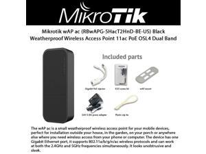 Mikrotik wAP ac (RBwAPG-5HacT2HnD-BE-US) Black Weatherproof Wireless Access Point 11ac PoE OSL4 Dual Band