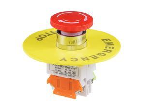22mm Mounting Hole Latching Emergency Stop Push Button Switch Red With 90mm Emergency Stop Sign 1NO 1NC 22mm Mounting Hole Latching Emergency Stop Push Button Switch Red With 90mm Emergency Stop Sign 1NO 1NC