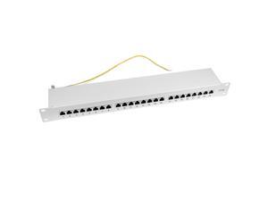 24-Port Cat6A Shielded RJ45 Patch Panel 19-Inch Wallmount Rackmount Ethernet Network 1U White 24-Port Cat6A Shielded RJ45 Patch Panel 19-Inch Wallmount Rackmount Ethernet Network 1U White