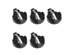 5 Pcs 2 Terminals Round Horizontal Coin Button Battery Holder Black for CR2032