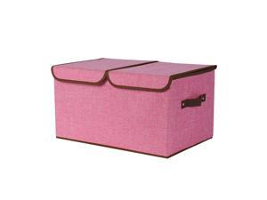 Larger Foldable Storage Box Bin Basket Cubes with Lid Handles Removable Divider Pink