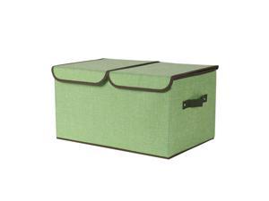 Larger Foldable Storage Box Bin Basket Cubes with Lid Handles Removable Divider Green