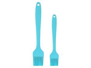 2 Pcs Silicone Brush Set Pastry Oil Basting Heat Resistant Non-Sticky Grilling for Baking Barbecue Cooking Blue