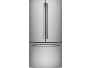 GE GNE25JSKSS 33" Energy Star Qualified French-Door Refrigerator 24.8 Cu. Ft. Internal water dispenser Upfront temperature controls Turbo Cool setting Adjustable-temperature Drawer in Stainless Steel GE GNE25JSKSS 33" Energy Star Qualified French-Door Refrigerator 24.8 Cu. Ft. Internal water dispenser Upfront temperature controls Turbo Cool setting Adjustable-temperature Drawer in Stainless Steel