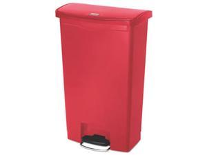 Rubbermaid Commercial 1883568 18 gal. Slim Jim Resin Step-On Container, Front Step Style - Red