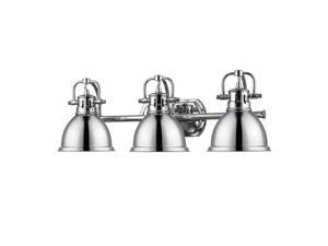 Golden Lighting 3602-BA3 CH-CH Duncan 3 Light Bath Vanity in Chrome with Chrome Shade Golden Lighting 3602-BA3 CH-CH Duncan 3 Light Bath Vanity in Chrome with Chrome Shade