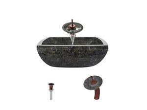 Polaris 857-WF-ORB Butterfly Blue Granite Vessel Sink with Oil-Rubbed Bronze Waterfall Faucet Polaris 857-WF-ORB Butterfly Blue Granite Vessel Sink with Oil-Rubbed Bronze Waterfall Faucet