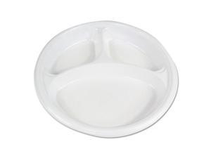 Boardwalk PLTHIPS10WH3 Hi-Impact Plastic Dinnerware Plate - White, 3 Compartments , 10 in. Boardwalk PLTHIPS10WH3 Hi-Impact Plastic Dinnerware Plate - White, 3 Compartments , 10 in.