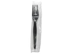 Heavyweight Wrapped Polystyrene Cutlery, Fork, Black, 1,000/Carton FORKHWPSBIW